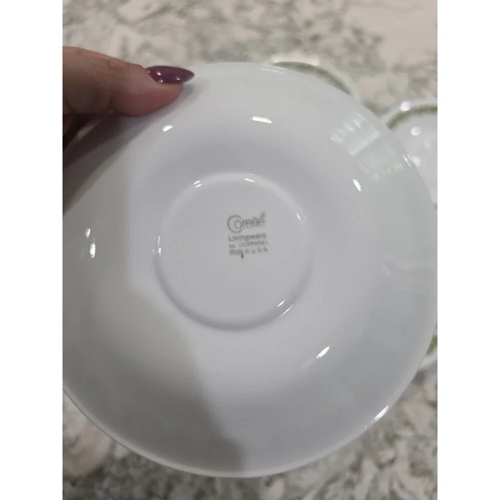 4 Corelle Spring Blossom Green Saucer Plate 6” Crazy Daisy USA Vintage